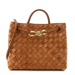Suede Intrecciato Small Andiamo Shoulder Bag Amber