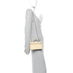 Caviar Quilted Top Handle Slim Vanity With Chain Beige