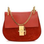 Suede Smooth Calfskin Drew Shoulder Bag Poppy