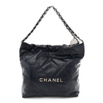 Shiny Calfskin Quilted Small Chanel 22 Navy