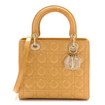 Patent Cannage Medium Lady Dior Beige