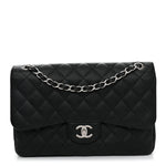 Caviar Quilted Jumbo Double Flap Black