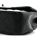 Lambskin Quilted Mini Top Handle Rectangular Flap Black