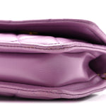 Shiny Lambskin Quilted Extra Mini Flap Purple