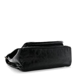Crinkled Calfskin Matelasse Monogram Medium Niki Chain Satchel Black