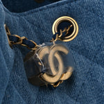 Washed Denim Quilted Small Chanel 25 Handbag Blue