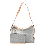 Monogram Denim CarryAll MM Washed Grey