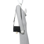 Grained Calfskin Saddle Pouch Bag Black
