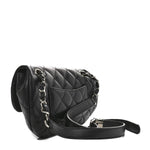 Calfskin Quilted CC Uniform Flap Belt Bag Black