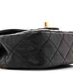 Shiny Goatskin Quilted Mini Chain Strap Flap Black