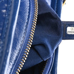 Aged Calfskin Quilted Medium Gabrielle Logo Hobo Blue