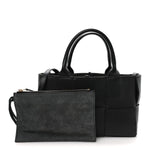 Grained Calfskin Maxi Intrecciato Mini Arco Tote Black