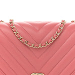 Calfskin Chevron Quilted Mini Statement Flap Pink