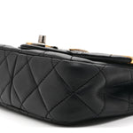 Lambskin Quilted Mini Coco Clips Single Flap Black