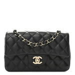 Lambskin Quilted Mini Rectangular Flap Black