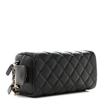 Caviar Quilted Toiletry Case With Chain Black