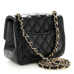 Lambskin Quilted Mini Square Flap Black