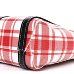 Calfskin Embossed Plaid North-South Small Barbes Shopper Tote Red