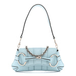 Nappa Vertical Matelasse Small Maxi Horsebit Chain Shoulder Bag Crystal Snow