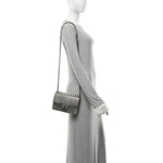 Metallic Goatskin Quilted Small Chic Pearls Flap Silver