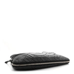 Caviar Quilted Expandable Zip Shoulder Bag Black