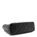 Lambskin Quilted Chanel 19 East West Shopping Bag Black