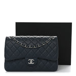 Caviar Quilted Jumbo Double Flap Blue