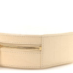 Calfskin Crocodile Embossed Circle Crossbody Bag Dune