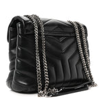 Calfskin Y Quilted Monogram Small Loulou Chain Satchel Black
