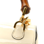 Patent Crystal Mini Bamboo 1947 Top Handle Chain Bag White