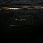 Embroidered Cotton Linen Rive Gauche Noe Tote Black Beige