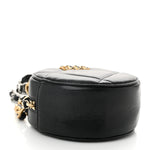 Shiny Goatskin Quilted Chanel 19 Round Clutch With Chain Black