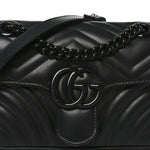 Calfskin Matelasse Monochrome Mini GG Marmont Shoulder Bag Black
