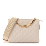 Lambskin Embossed Monogram Coussin PM Beige Cream