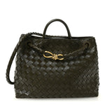 Nappa Intrecciato Medium Andiamo Shoulder Bag Kaki