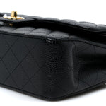 Caviar Quilted Medium Double Flap Black