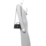 Lambskin Quilted Mini Flap Top Handle Bag Black