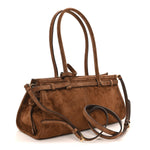 Suede Triangle Medium Bonnie Shoulder Bag Cacao