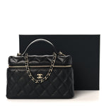 Caviar Quilted Top Handle Slim Vanity With Chain Black