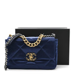 Satin Quilted Medium Chanel 19 Flap Blue