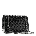 Patent Quilted Jumbo Double Flap Black