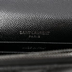 Grain De Poudre Matelasse Chevron Monogram Monochrome Envelope Chain Wallet Black