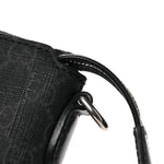 GG Supreme Monogram Azalea Calfskin Small Retro Interlocking G Wristlet Messenger Bag Black