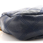 Grained Lambskin Quilted Mini Becky Double Zip Bag Blue Charron
