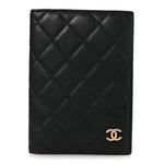 Lambskin Quilted Passport Holder Black