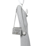 Metallic Patent Micro-Cannage Medium Diorama Flap Bag Silver