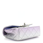 Gradient Metallic Calfskin Quilted Clutch Silver Blue Yellow Purple