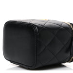 Lambskin Quilted Mini Pearl Crush Vanity Case With Chain Black