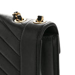 Lambskin Reversed Chevron Quilted Flap Black
