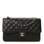 Caviar Quilted Jumbo Double Flap Black